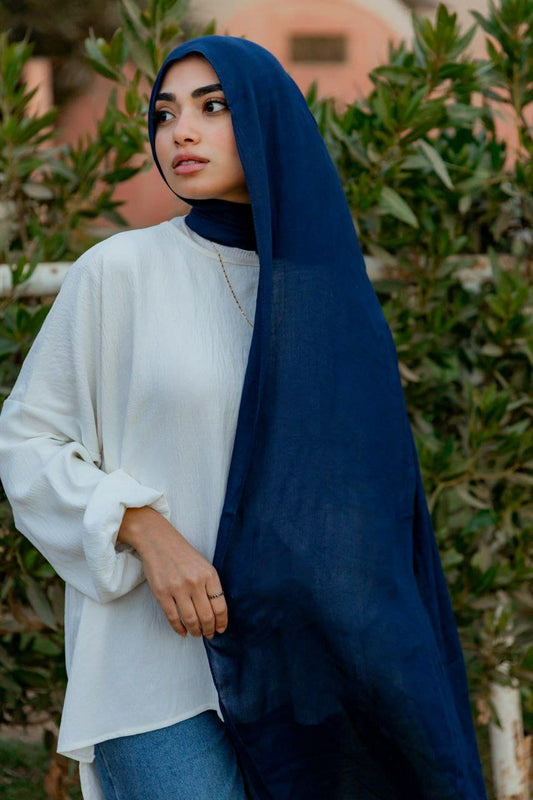 Modal Cotton Scarf - navy