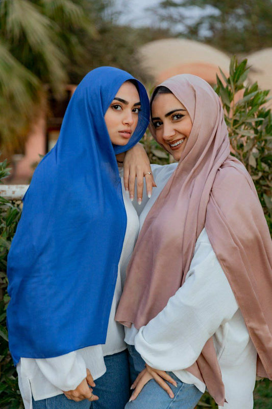 Modal Cotton Scarf - Greige, Blue