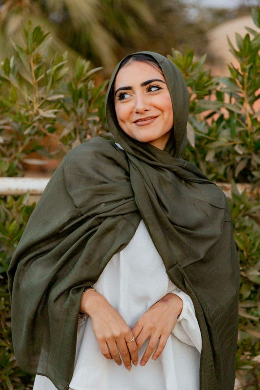 Modal Cotton Scarf - Dark Green