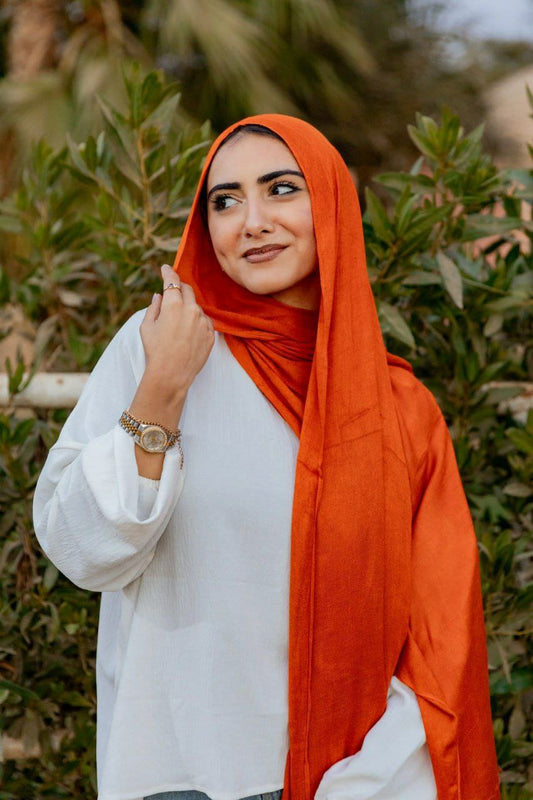 Modal Cotton Scarf - Burnt Orange