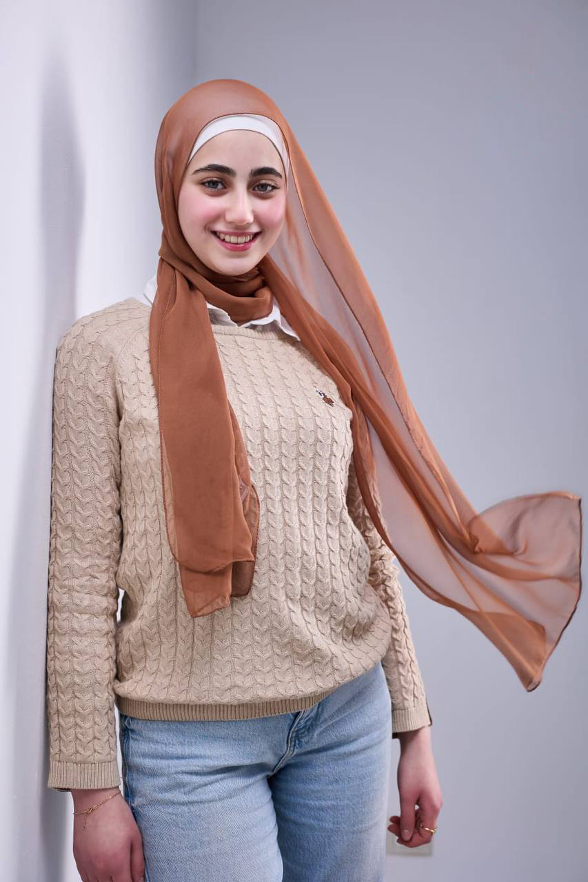 Pure Silk Chiffon Scarf -Havana