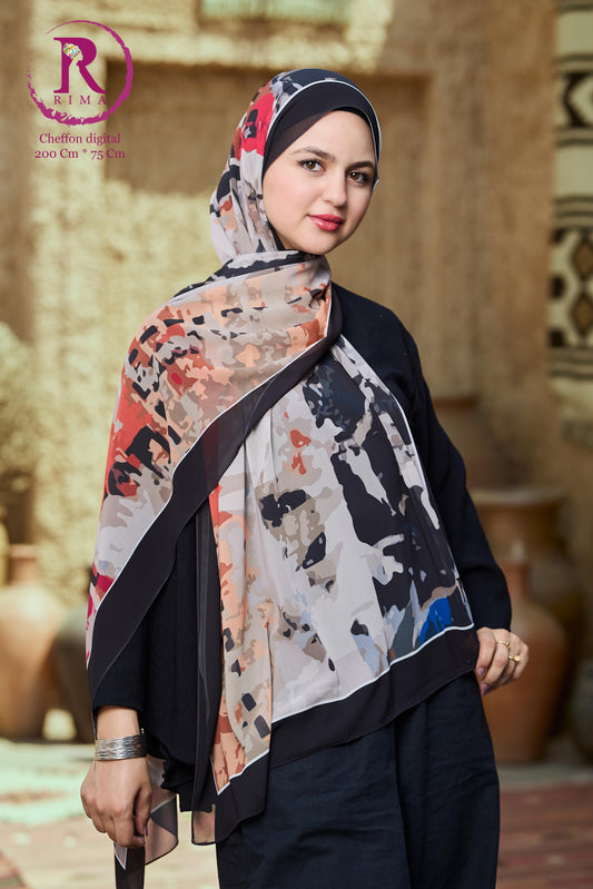 Rectangular Printed Chiffon Scarf