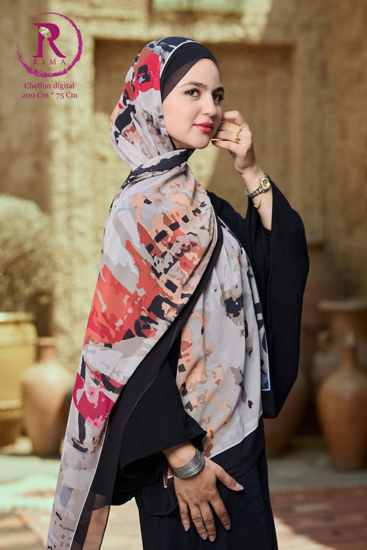 Rectangular Printed Chiffon Scarf