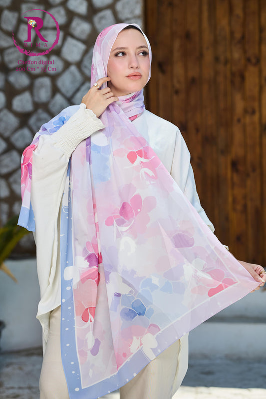 Rectangular Printed Chiffon Scarf