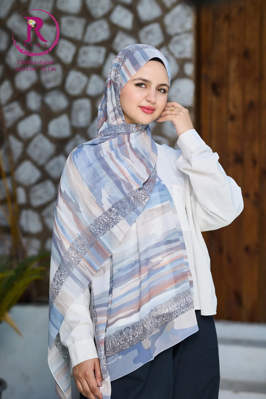 Rectangular Printed Chiffon Scarf