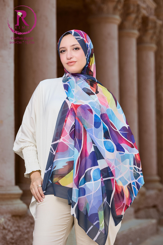 Rectangular Printed Chiffon Scarf
