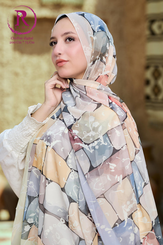 Rectangular Printed Chiffon Scarf