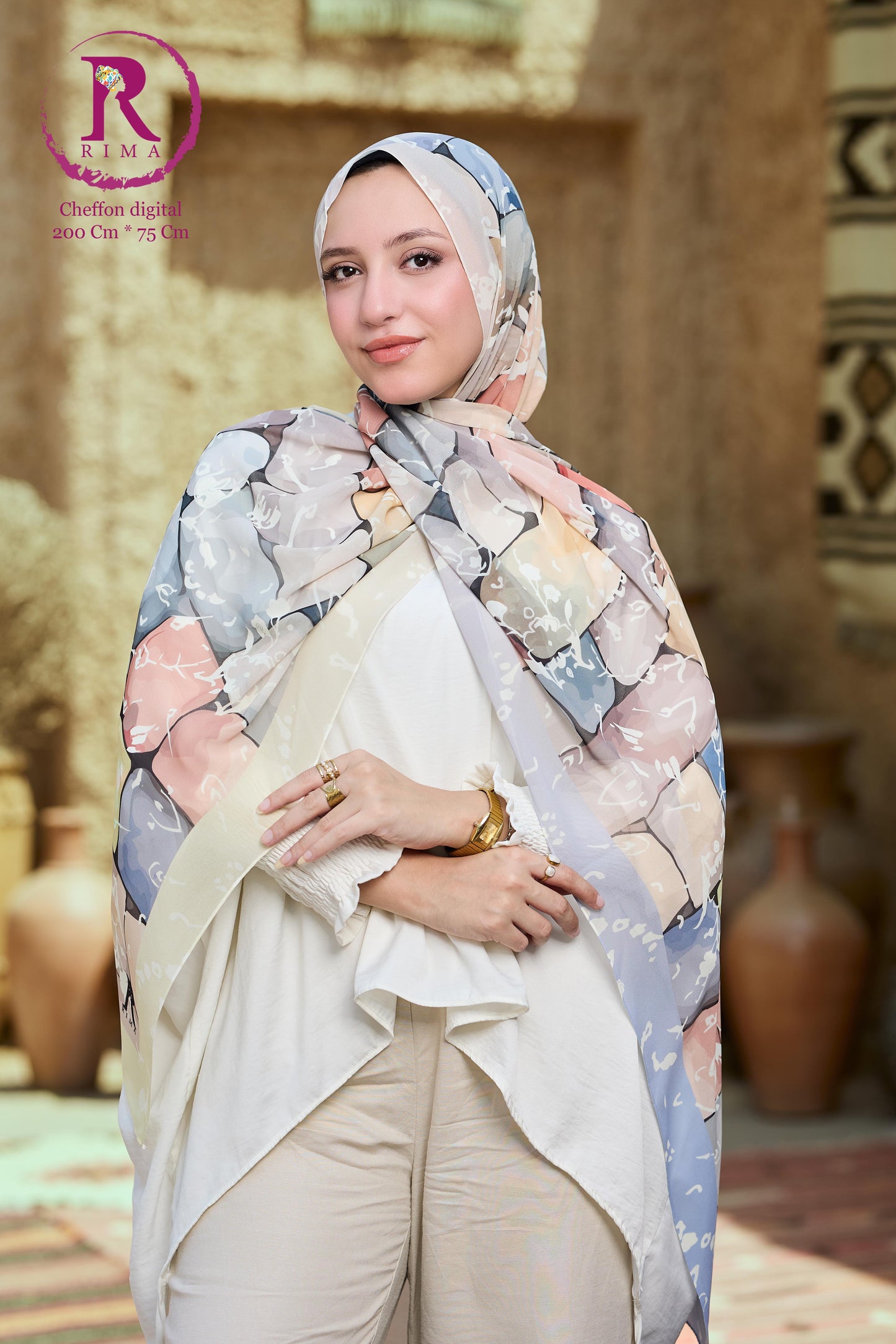 Rectangular Printed Chiffon Scarf