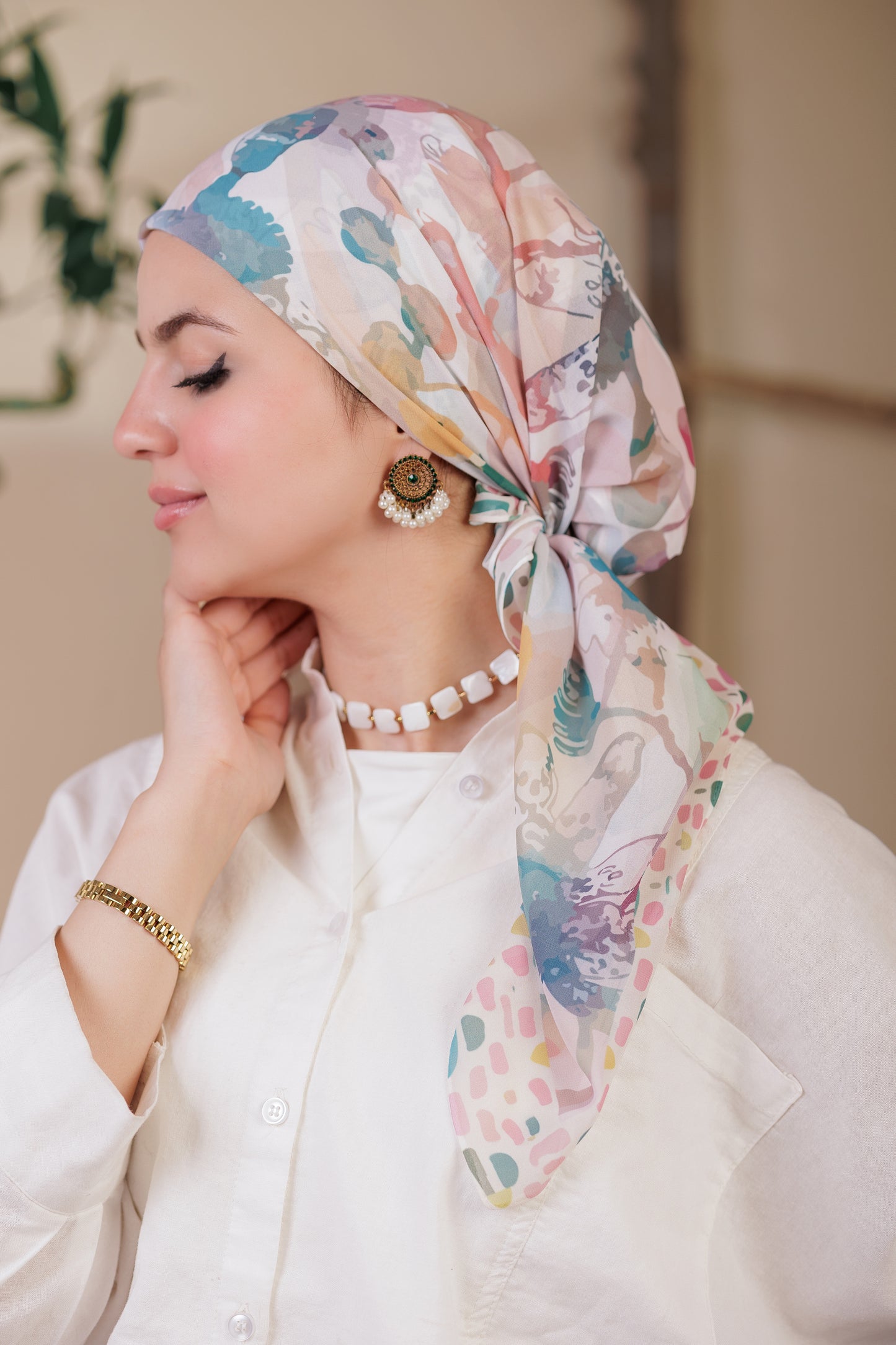 Printed Crepe Chiffon Scarf Square