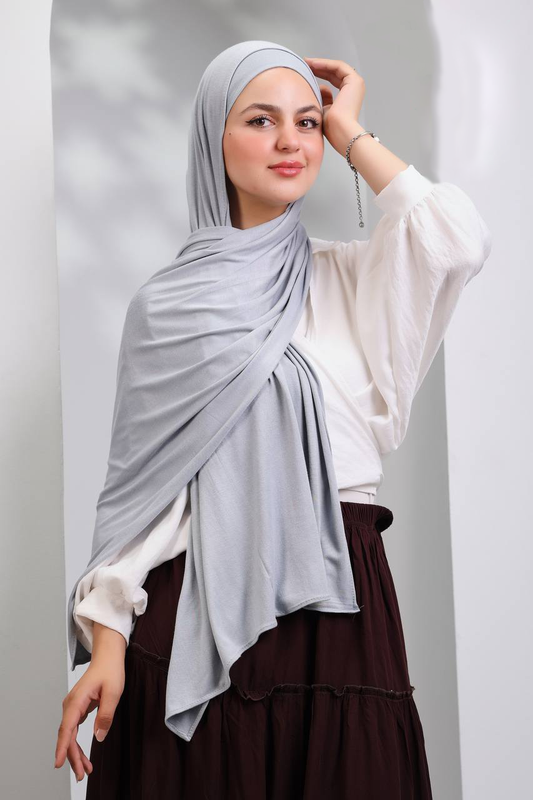 Gel Scarf With Bandana -(Light Grey)