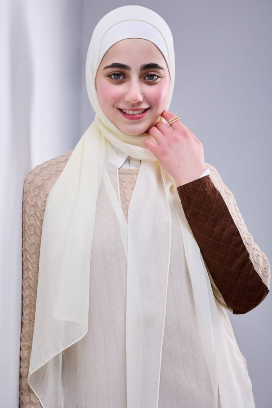 Pure Silk Chiffon Scarf -Off White