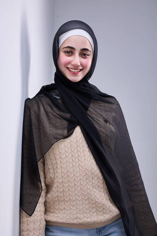 Pure Silk Chiffon Scarf -Black