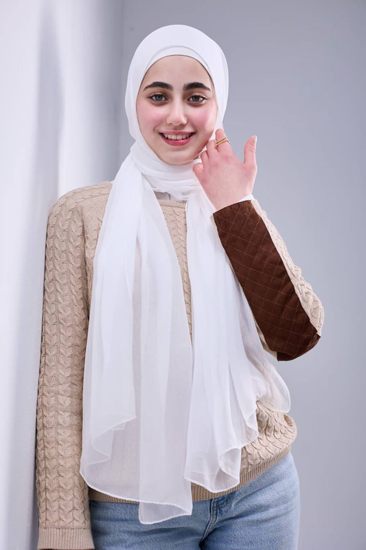 Pure Silk Chiffon Scarf - White