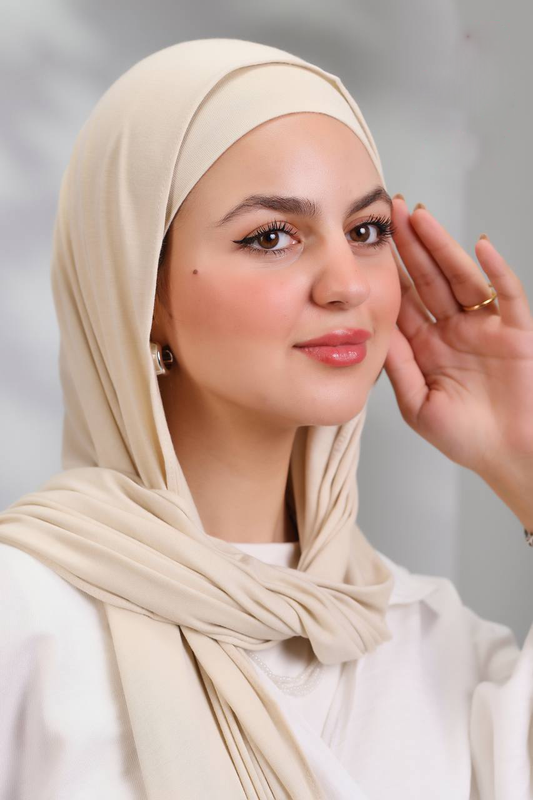 Gel Scarf With Bandana -(Beige)