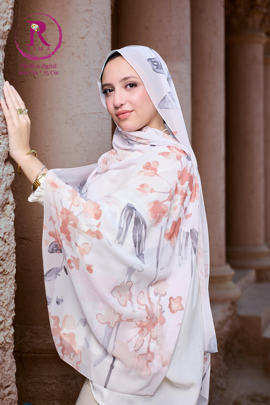 Rectangular Printed Chiffon Scarf