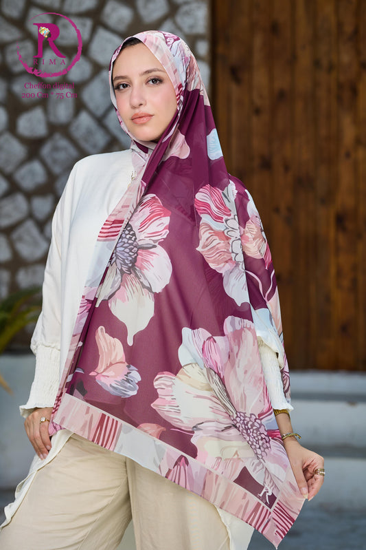 Rectangular Printed Chiffon Scarf