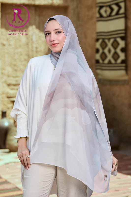 Rectangular Printed Chiffon Scarf